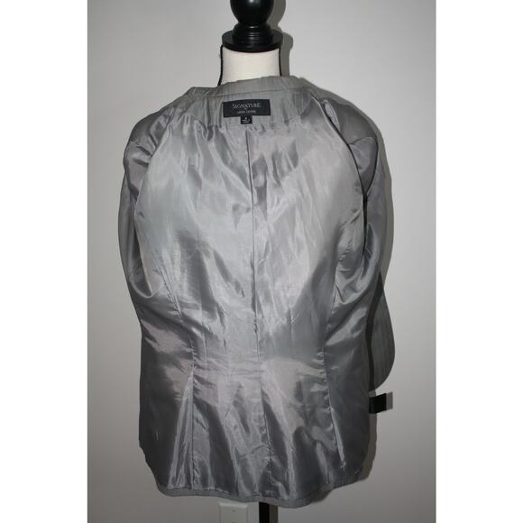 Signature by Larry Levine 8 Women's Blazer Double Gray Teal Stripes One Button - Picture 4 of 6